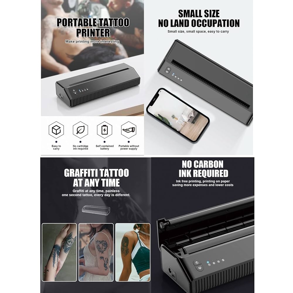 Tattoo タトゥープリンター　サーマルプリンター　美品　ワイヤレス Amazon.co.jp: MUNBYN サーマルプリンター タトゥーマシン